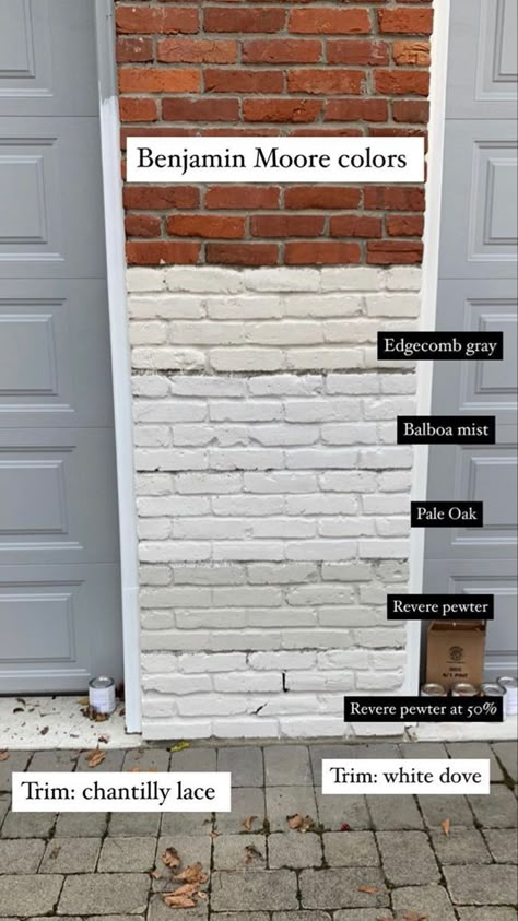 House Colors With Stone, Painted Brick Exteriors, Exterior House Colors With Stone, Painted Brick House, Exterior House Paint Color Combinations, Home Exterior Makeover, Revere Pewter, Exterior Paint Color, Brick Exterior House