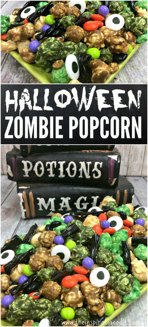 Halloween Popcorn Zombie Style · The Inspiration Edit. #halloween #halloweenparyfood #halloweenfood #halloweenpopcorn #popcorn #harypotter #cupcakes #halloweenparty #partyideas #halloweenfun Creative Dishes, Halloween Tips, Zombie Style, Halloween Themed Food, Halloween Popcorn, Halloween Tricks, Fun Halloween Food, Halloween Zombie, Popcorn Recipes