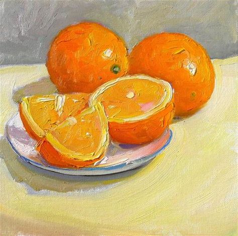 Daily Paintworks - "Oranges on a Plate,still life,oil on canvas,8x8,price $300"… Bucket Drawing, Dessert Wall, Painting Fruit, Composition Painting, Painting Orange, Water Color Pencil, Fruits Drawing, Orange Painting, Food Artwork