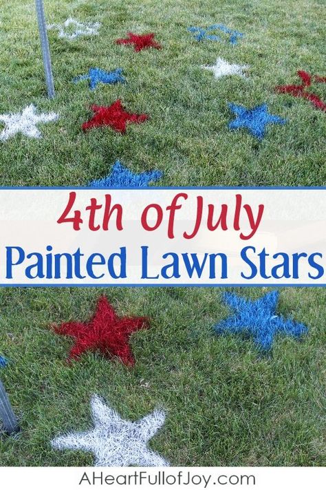 Have fun making some simple diy 4th of July outdoor decorations, painting stars on the lawn with spray paint. So easy and so fun! #4thofJulyoutdoordecorations  #4thofJulydecorationsdiy #summeroutdoordecor Lawn Stars, Painting Stars, 4 Th Of July Decorations, Family Night Activities, Summer Outdoor Decor, Fourth Of July Cakes, 5 Point Star, Diy Lawn, Star Template