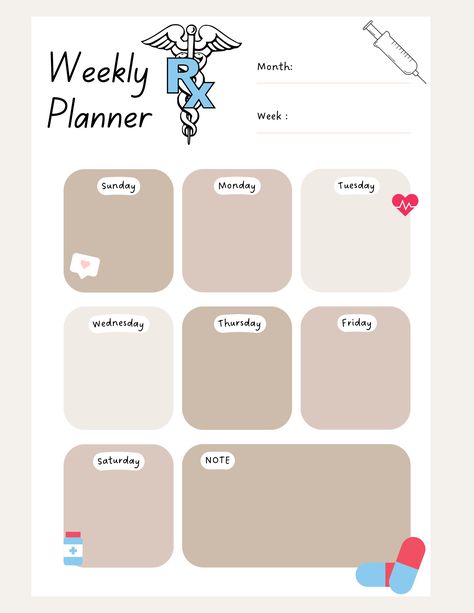 Nurse Planner, Medical Planner, Medical Journal Free Printables, Doctor Appointment Planner Stickers Free, Digital Medical Planner, Medical Planner Stickers, Student Planner Printable, Digital Weekly Planner, Student Planner