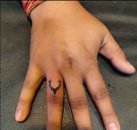 12+ Best Deer Finger Tattoo Designs Men Finger Tattoos, Elk Tattoo, Antler Tattoo, Simple Hand Tattoos, Tattoos Hand, Small Finger Tattoos, Finger Tats, Finger Tattoo For Women, Hand And Finger Tattoos