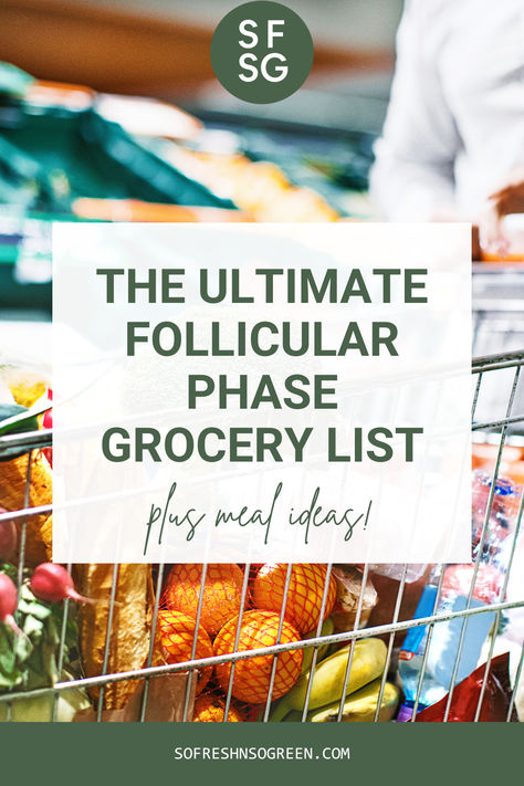 While eating a wide variety of nutrients to support each phase of the menstrual cycle is important, I love focusing on the follicular phase, as it’s truly a “fresh start” and opportunity to influence how you feel the entire rest of the cycle.  So let’s get started with the most delicious follicular phase foods and follicular phase grocery shopping list providing you with ingredient and meal ideas to help you naturally balance your hormones. Snag all of the details on the blog now! What To Eat In Follicular Phase, Follicular Phase Shopping List, Follicular Phase Salad, Follicular Phase Meal Ideas, Follicular Breakfast, Food For Follicular Phase, Follicular Phase Lunch, Menstrual Syncing, Follicular Phase Dinner