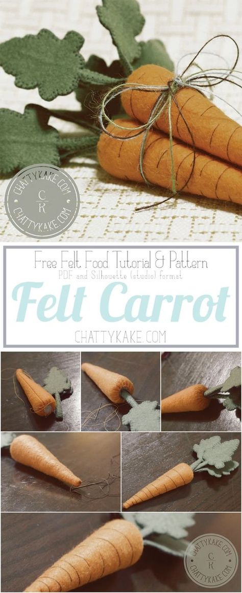 Felt Carrot, Carrot Pattern, Felt Fruit, Wool Felt Projects, Felt Play Food, Penny Rugs, Felt Food, Wool Projects, Felt Patterns