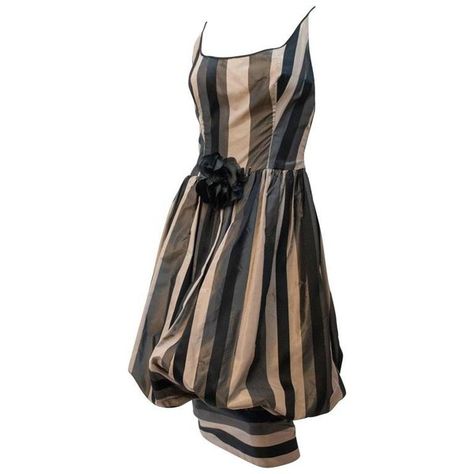 Preowned 80s Slik Stripe Balloon Dress ($445) ❤ liked on Polyvore featuring dresses, aesthetic day dresses, black, pre owned dresses, balloon dress, 1980s dress, preowned dresses and 80s inspired dresses Quirky Clothing, 1980 Fashion, Baggy Dresses, Balloon Dress, Dresses Aesthetic, 1980s Dresses, 80s Dress, Summer Blouses, 80 Dress