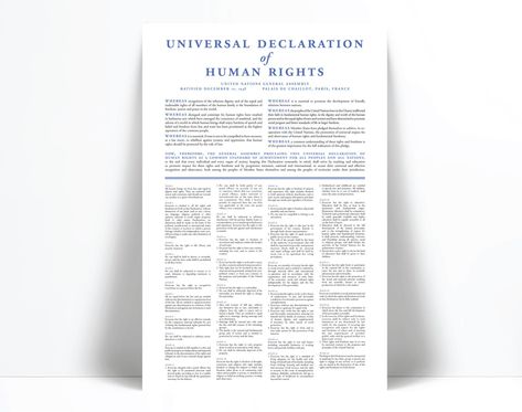 Human Rights Art, Law Art, Universal Declaration Of Human Rights, Declaration Of Human Rights, Human Rights, Printed Items, Poster Prints, Digital Prints, Ships