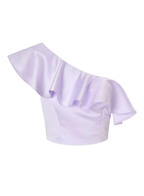 Lilac One Shoulder Ruffle Top Frilly Tops, Purple Ruffle Top, Lilac Crop Top, One Shoulder Sweater, Lilac Sweater, One Sleeve Top, One Shoulder Shirt, One Shoulder Ruffle Top, Lilac Top