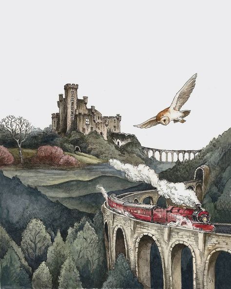 Harry Potter Painting, Harry Potter Illustrations, Images Harry Potter, Harry Potter Artwork, Hogwarts Aesthetic, Harry Potter Drawings, Digital Museum, Harry Potter Pictures, Scottish Landscape