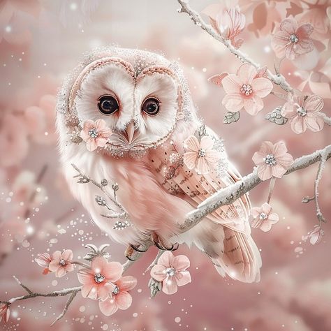 "Whispers of spring on a soft, blush breeze 🌸🦉. Beauty blooms in the most unexpected places. #springwhispers #floralbeauty #blushbreeze #owllove #natureperfection #softspring #floweringdelights #delicateowl #blossomwatch #tranquilnature #fluffyfeathers #peacefulperch #springblossoms #natureshoot #owlsofinstagram #wildlifelove #gardenmuse #flowerowl #featheryfriend #serenespring #bloomandgrow #petalsoft #elegantnature #owlwisdom" 🌸💖🦉✨ Cute Owl Aesthetic, Aesthetic Owl Pictures, Purple Owl Aesthetic, Pink Owl Aesthetic, Colorful Owl Art, Owl With Flowers, Fantasy Owl, Bird Background, Cute Owls Wallpaper