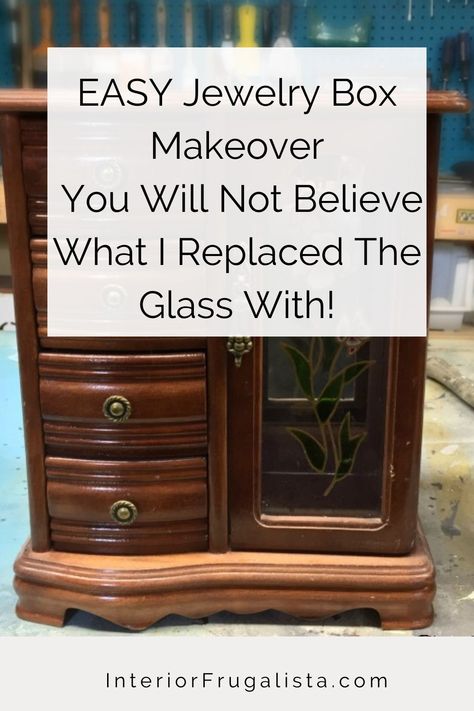 Thrift Store Jewelry Box Makeover, Repaint Jewelry Armoire, Redo Old Jewelry Box, Diy Small Jewelry Box Projects, Jewelry Box Refurbished, Shabby Jewelry Box, Jewelry Box Make Over, Redoing Jewelry Boxes, Restore Jewelry Box Vintage