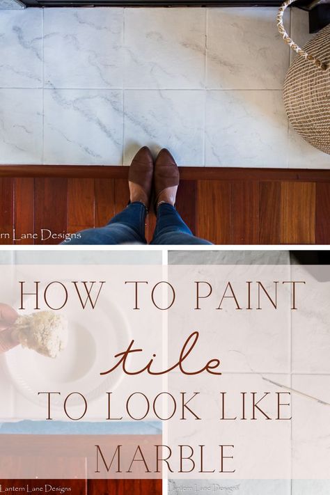 How to paint tile to look like marble. Come see how I easily painted the tiles on my floor around my fireplace to look like marble. How To Paint Fireplace, Fireplace Remodel Ideas, Painted Kitchen Floors, Paint Fireplace Tile, Painting Over Tiles, Tile Around Fireplace, Painted Bathroom Floors, Painting Kitchen Tiles, Faux Marble Paint