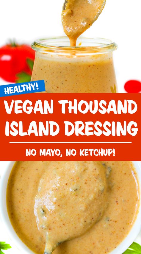 Vegan Thousand Island Dressing (Oil-Free!) Vegan Thousand Island Dressing, Garden Grazer, Oil Free Recipes, Thousand Island, Thousand Island Dressing, Wfpb Recipes, Vegan Mayonnaise, Plant Based Meals, Best Salad Recipes