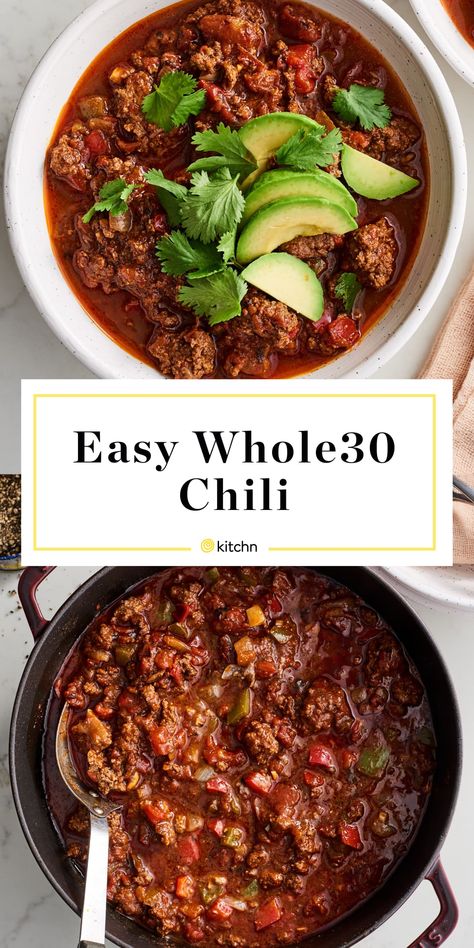 Whole Foods Chili Recipe, Whole 30 Chili, Easy Whole 30, Whole30 Chili, Whole 30 Soup, Whole30 Beef, Whole 30 Meal Plan, Easy Whole 30 Recipes, Chili Recipe Crockpot