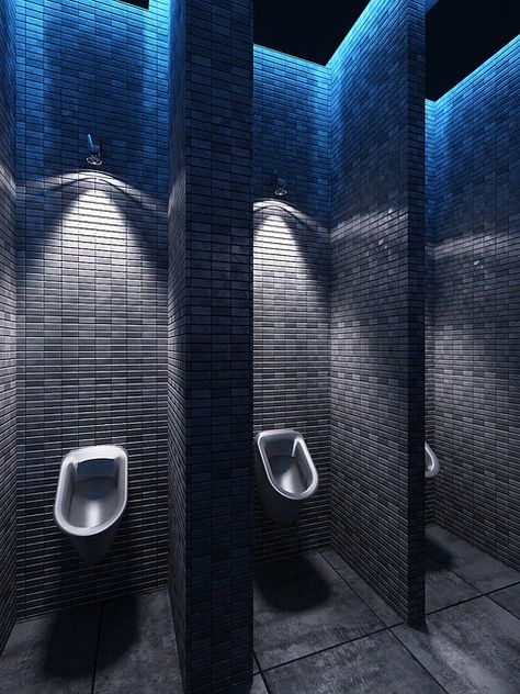 night club WC | WC in night club (men) | Roman.0304 | Flickr Gym Toilet, Mens Bathroom Ideas, Toilet Lighting, Club Design Interior, Basement Toilet, Bar Lounge Design, Home Bar Rooms, Public Toilet, Rest Room