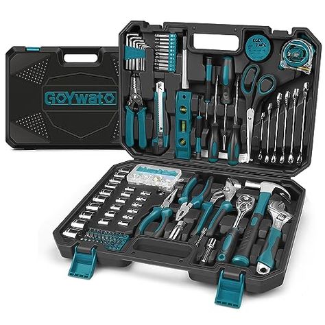 GoYwato Home Tool Kit 287PCs - Complete Essential Basic Maintenance Tool Set - Household General Hand Tools Kit for Men & Women with Pliers Set & Wrench Set & Socket & Portable Tool Box Storage Case