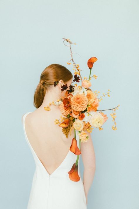 Abstract Bridal Bouquet, Modern Art Wedding, Bespoke Decor, Orange Bridal Bouquet, Bouquet Colorful, Brides Flowers Bouquet, Orange Bouquet, Unique Bridal Bouquets, Modern Bouquet