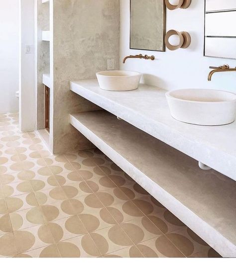 Encaustic Tiles Bathroom, Teenager Bathroom, Zia Tile, Neutral Bathroom, Ibiza Style, Encaustic Cement Tile, Zellige Tile, Cement Tiles, Bone White