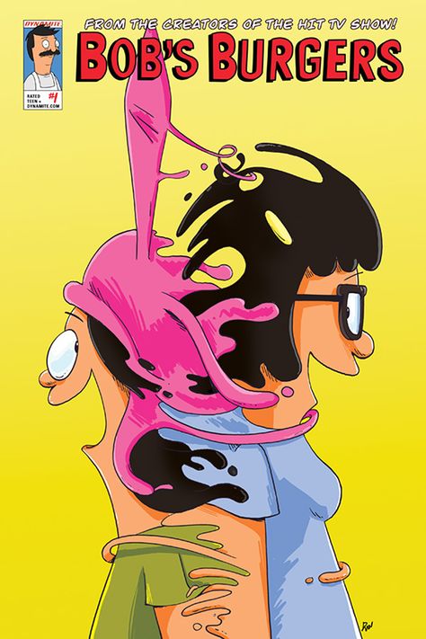 Cover art i did for the "Bob's Burgers" comic series. Tina And Louise Tattoo, Animated Garden, Bobs Burgers Wallpaper, Projector Art, Bobs Burgers Louise, Bobs Burgers Characters, Burger Cartoon, Bobs Burgers Tina, Louise Belcher