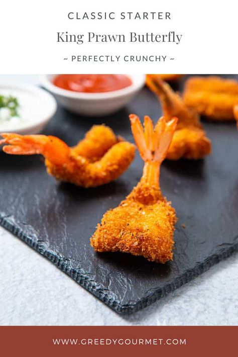 This King Prawn Butterfly is the perfect starter/canapé to any meal. You will learn how to devein and deep-fry prawns, and which cocktail sauces to serve. how to fry butterfly prawns |tandoori king prawn butterfly| How to cook shrimp| #kingprawns #shrimp Fried Butterfly Shrimp, Butterfly Prawns, Indian Starter Recipes, Prawn Starters, Edamame Recipes Salad, Salmon Terrine, Butterfly Shrimp, Cook Shrimp, Edamame Salad