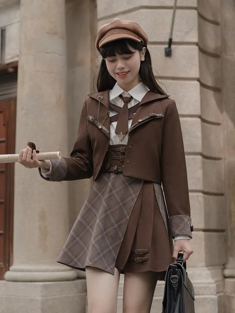 Little Detective Brown Preppy Blazer Maillard Reaction Outfits College Outfits Fall, Christmas Outfit Aesthetic, Detective Outfit, Maillard Reaction, Preppy Blazer, School Uniform Outfits, Back To School Fashion, Fall Outfits For School, Back To School Outfits