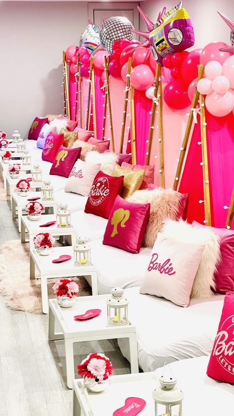 Barbie Sleepover Party, Sleepover Party Themes, Princess Peaches, Barbie Party Ideas, Par Tea, Birthday Barbie, Barbie Theme Party, Shark Themed Birthday Party, Teepee Party