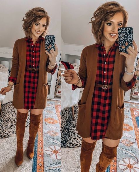 Old Fashion Christmas Outfit, T Shirt Dress Outfit Fall, Old Navy Fall 2022 Outfits, Plaid Shirt With Dress, Fall Winter Outfits Work Office Wear, Plaid Shirt Dress Outfit, Flannel Dress Outfit, November Outfits Fall, Plaid Dress Outfit