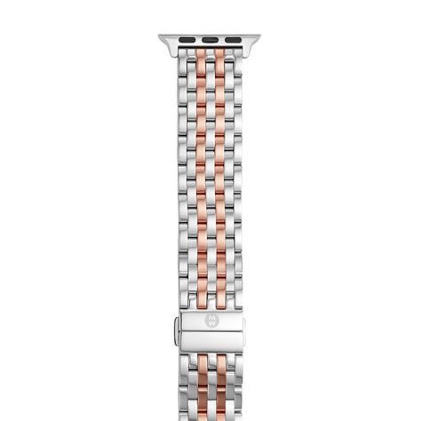 Elevate your look with a signature MICHELE two-tone 18k pink gold-plated seven-link bracelet band for Apple Watch®. It is made for use with the Series 1 2 3 4 or 5 Apple Watch® and fits both 38mm and 40mm styles. Apple Watch® is a trademark of Apple Inc. Apple Watch Bracelet Band, Apple Watch Bands For Women, Apple Watch Bracelet, Apple Watch Bracelets, Watch Bracelet, Apple Inc, Gold Plated Bracelets, Elevate Your Look, Apple Watch Bands