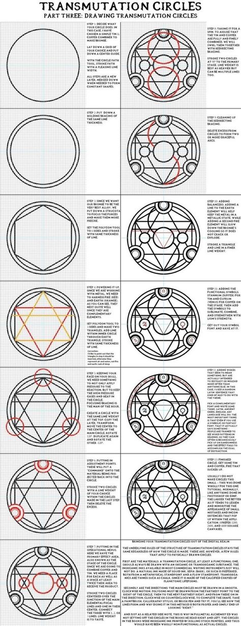 How to Create a Transmutation Circle (FMA Style) Transmutation Circle, Full Metal Alchemist, Sacred Geometry Symbols, Alchemy Symbols, Seni Dan Kraf, Magic Symbols, 카드 디자인, Fullmetal Alchemist Brotherhood, Geometry Art