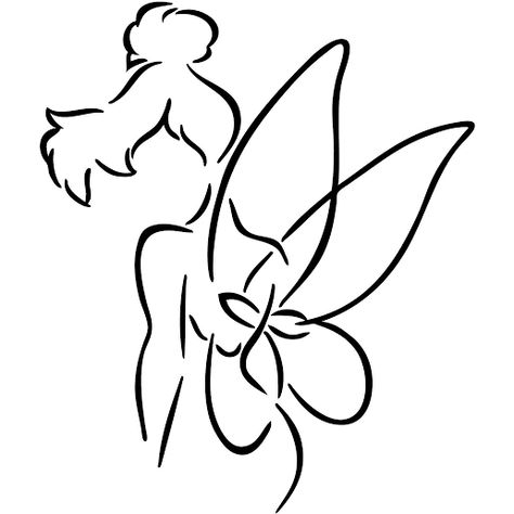 Simple Tinkerbell Tattoo, Tinkerbell Tattoo Outline, Tinkerbell Stencil, Tinkerbell Tattoo Black And White, Tinkerbell Svg, Tinker Bell Drawing Sketches, Tinker Bell Outline Tattoo, Tinkerbell Pumpkin, Tinker Bell Tattoo