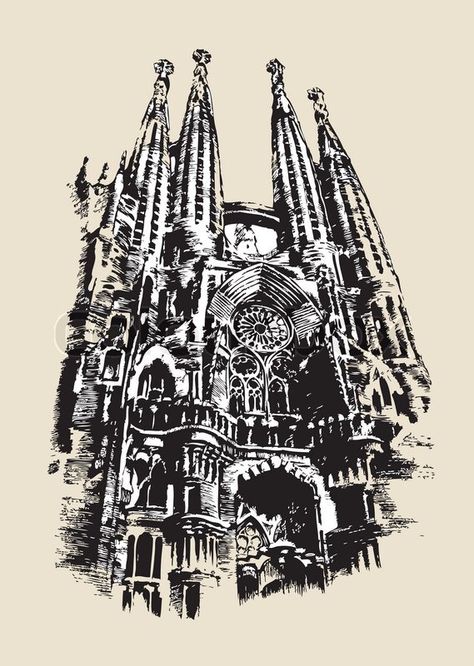 Sagrada Familia Tattoo, Gaudi Art, Cathedral Architecture, Architecture Graphics, Antoni Gaudi, Architecture Drawing Art, Architecture Portfolio, Architecture Presentation, Built Environment