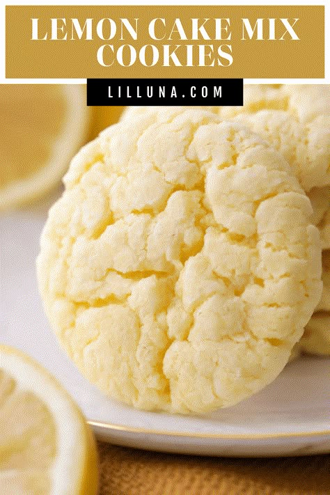 Melt-in-your-mouth lemon cake mix cookies are a simple cookie and summer favorite. With few ingredients, they are ready in minutes! #lemoncookies #lemoncookierecipe #cookies #cookierecipe #lemon Lemon Cake Cookies, Best Chicken Enchilada Recipe, Lemon Sugar Cookies Recipe, Air Fryer Cookies, Ice Cream Sauces, Mason Jar Gifts Recipes, Delicious Lemon Cake, Lemon Cake Mix Cookies, Amazing Snacks