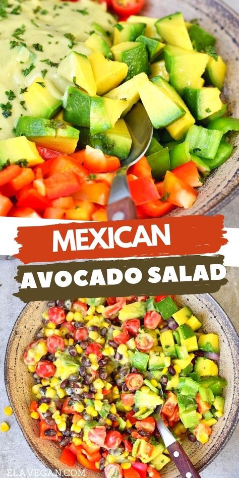 Avocado Salad Vegan, Side Dish For Dinner, Mexican Avocado, Taco Side Dishes, Mexican Salad, Salad Avocado, Healthy Mexican Recipes, Mexican Side Dishes, Mexican Salads