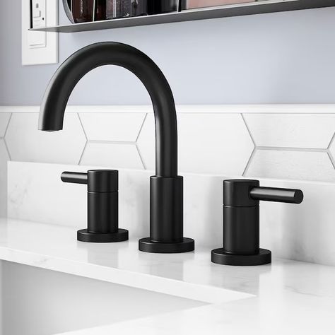 allen + roth Harlow Matte Black Widespread 2-Handle WaterSense Bathroom Sink Faucet with Drain in the Bathroom Sink Faucets department at Lowes.com Black Bathroom Fixtures, Double Sink Bathroom, Allen Roth, Double Sink Bathroom Vanity, Bathroom Top, Cultured Marble, Sink Bathroom Vanity, Single Sink Bathroom Vanity, Engineered Stone