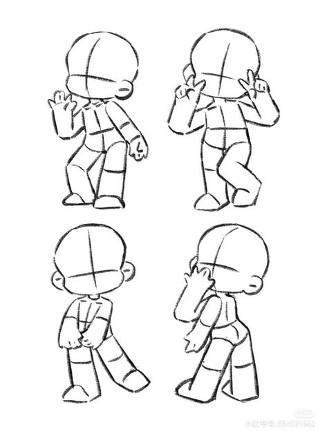 Chibi Body Poses Drawing Reference, Chibi Character Poses, Body Base Drawing Chibi, Chibi Sketch Poses, Chibi Sitting Pose, Chibi Art Reference, Chibi Drawings Poses, Chibi Poses Reference, Chibi Pose