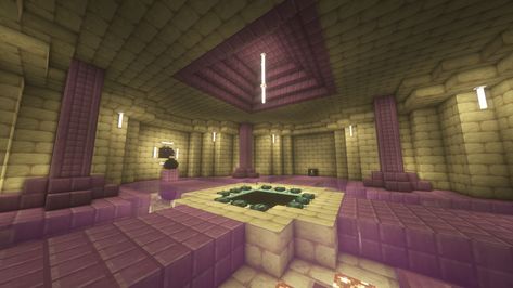 Minecraft End Base Ideas, End Room Minecraft, Minecraft End Design, Minecraft End House, End Portal Room Design Minecraft, End Portal Room Design, Minecraft End Portal Room Design, Minecraft End Base, Portal Room Minecraft