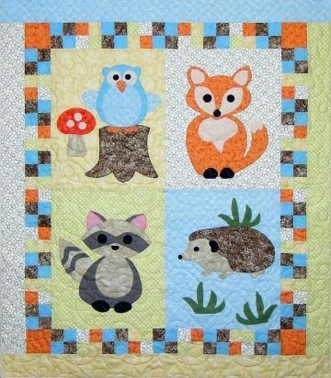 Woodland Babies | Craftsy Forest Baby Quilt, Woodland Baby Quilt, Animal Baby Quilt, Connecting Threads, Appliqué Quilts, Cottage Quilt, Quilt Pattern Download, Baby Quilt Pattern, Applique Quilt Patterns