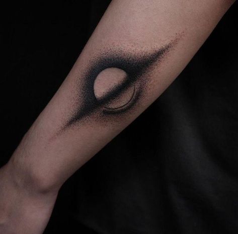 Dreads Art, Straight Line Tattoo, Hole Tattoo, Black Hole Tattoo, Vertical Tattoo, Rad Tattoos, Tattoos Dotwork, Cosmos Tattoo, Simple Hand Tattoos