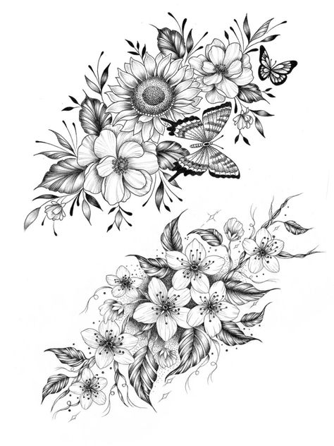 #CoolTattoos #TattooArt #InkMaster #TattooDesigns #InkedUp #TattooLovers #InkInspiration #TattooIdeas #CreativeInk #TattooStyle Jasmine Flower Tattoo Sleeve, Floral Cluster Tattoo, Floral And Butterfly Sleeve Tattoo, Horse And Flower Tattoo, Feminine Half Sleeve Tattoo, Bird Tattoo Sleeves, Butterfly With Flowers Tattoo, Full Hand Tattoo, Chest Tattoo Ideas