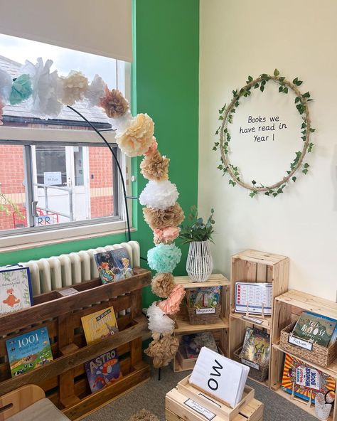 Classroom Tent Reading Corners, Reading Corner Year 1, Reading Display Year 1, Year 2 Book Corner Ideas, Simple Reading Corner Classroom, Ks1 Book Corner Ideas, Reading Area Year 1, Book Corner Classroom Ks2, Reading Area Eyfs Book Corners