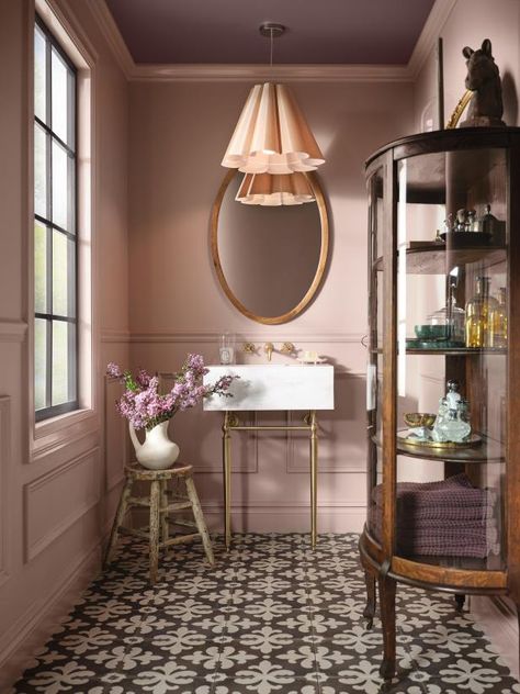 Rose Paint Color, Pink Paint Colors, Trending Paint Colors, Sherwin Williams Colors, 2023 Color, Perfect Paint Color, Bathroom Paint Colors, Vintage Inspired Decor, Primary Bedroom