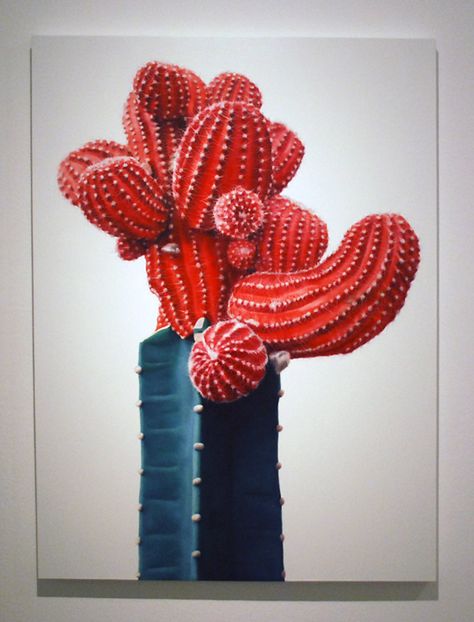 kwangho lee: 'touch' exhibition at kukje gallery, seoul Red Cactus, Cactus Paintings, Cactus Ceramic, Cactus Planta, Cactus Painting, Botanical Art Prints, Cactus Art, Mini Plants, Rare Flowers