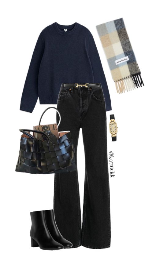 fall vibes, navy sweater Dark Blue Sweater Outfit Aesthetic, Navy Sweater Outfit Winter, Navy Sweater And Jeans Outfit, Navy Autumn Outfit, Navy Sweater Outfit Aesthetic, Navy Blue Sweater Outfit Women, Navy Sweater Outfit Fall, Navy Cable Knit Sweater Outfit, Navy V Neck Sweater Outfit