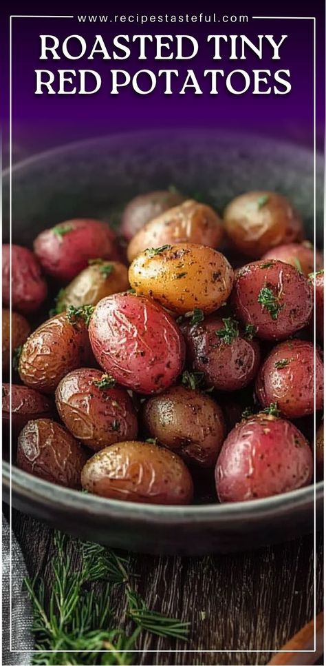 These Roasted Tiny Red Potatoes are a quick, flavorful side dish that perfectly complements any meal. With just a few ingredients, they come together easily and deliver crispy, tender potatoes with a touch of garlic and fresh parsley. #RoastedPotatoes #GarlicPotatoes #SideDish #RedPotatoes #EasyRecipes #ComfortFood #HealthyEating #FamilyMeals Tiny Potatoes, Tiny Potato, Red Potato Recipes, Garlic Red Potatoes, Potatoes Roasted, Roasted Red Potatoes, Seasoned Potatoes, Garlic Potatoes, How To Roast