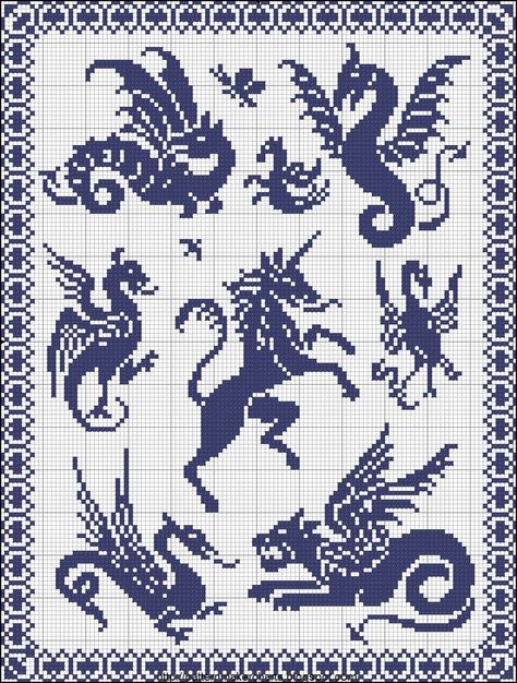 Dragon and unicorn cross stitch chart Crochet Unicorn Pattern Free, Dragon Cross Stitch, Unicorn Pattern, Crochet Cross, Crochet Tapestry, Free Cross Stitch, Crochet Chart, Tapestry Crochet, Knitting Charts