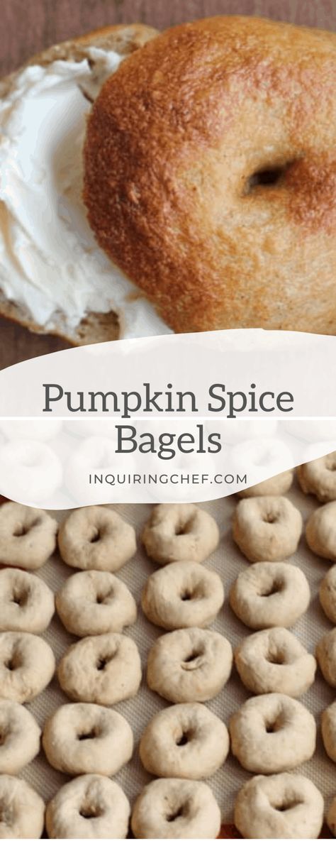 The dough for these bagels gets just enough pumpkin puree to give it a soft orange hue and just enough pumpkin pie spice to make the kitchen smell like fall while it's baking. Pumpkin Bagel Recipe, Pumpkin Bagels, Kitchen Smells, Bagel Recipe, Pumpkin Pie Spice, Delicious Pumpkin, Wine And Dine, Bread Dough, Pumpkin Puree