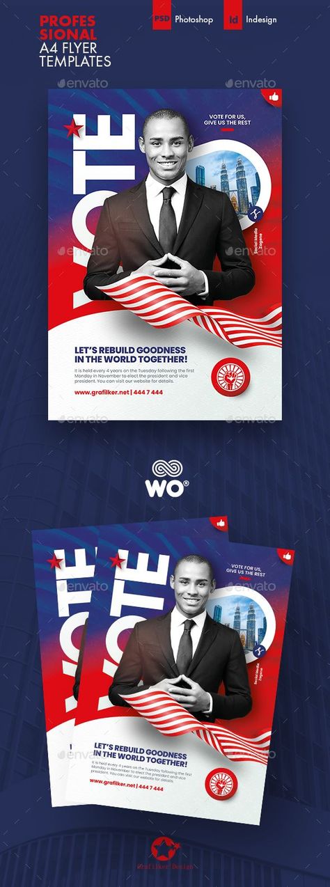 Political Flyer Templates Government Design Graphics, Flyer Templates Design, Campaign Photoshoot, American Flag Clothes, Design Campaign, Logo Presentation, Marketing Poster, Branding Inspo, Font Logo