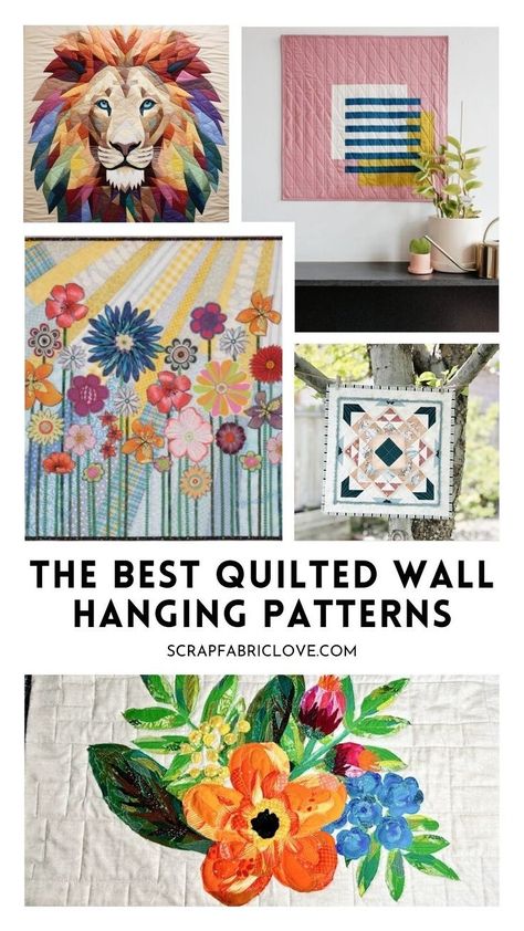 Explore 20+ quilted wall hangings patterns to find the perfect quilt wall hanging ideas for any space. From easy quilt wall hanging patterns to seasonal quilted wall hangings, you’ll discover patchwork and star quilt wall hangings that are ideal for any home decor. Whether you're looking for small quilted wall hangings or quilt block wall hangings, these patterns offer inspiration for every skill level. Find unique quilt hanging designs and seasonal wall hangings ideas today! Quilt Wall Hanging Patterns, Scrap Fabric Flowers, Wall Hanging Quilt Patterns, Quilt Wall Hanging Ideas, Quilt Wall Hangers, Wall Hangings Ideas, Quilted Wall Hangings Patterns, Quilt Wall Hangings, Quilt Hanging