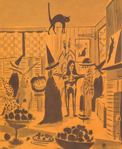 | Halloween Party by Lillie Patterson (Author), Gil Miret (Illustrator) Party Illustration, Vintage Halloween Party, Vintage Halloween Art, Vintage Halloween Images, Halloween Graphics, I Love Halloween, Halloween Illustration, Halloween Books, Halloween Images