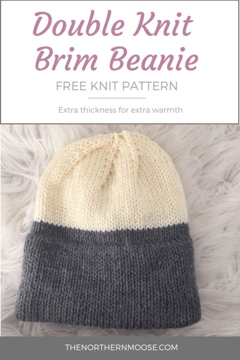 Free knitted hat pattern, the double knit brim hat. Extra thick brim for extra warmth. Easy step-by-step photo instructions. #knithat #freepattern Knit Beanies, Hat Patterns Free, Crocheting Patterns, Knitting Patterns Free Hats, Seed Stitch, Knitted Wit, Beanie Pattern, Circular Knitting, Hat Knitting Patterns