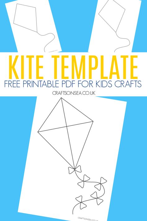 Kite Template (FREE Printable PDF) Kite Activity For Preschool, Kite Crafts Preschool, Kite Craft Kindergarten, Kite Printable Templates, K Is For Kite Craft Preschool, Kite Art Project, Diy Kite Craft, K For Kite Preschool, Kite Craft Preschool Free Printable